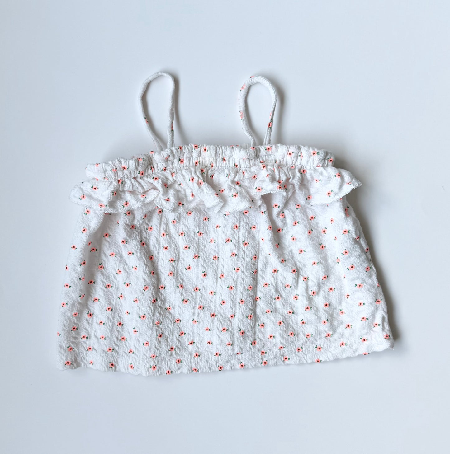 Zara White & Neon Flowers Flowy Tank Top (3-4 Years)
