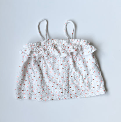 Zara White & Neon Flowers Flowy Tank Top (3-4 Years)