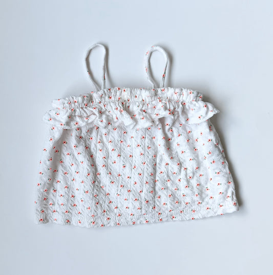 Zara White & Neon Flowers Flowy Tank Top (3-4 Years)