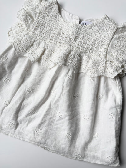 Zara White Linen & Lace Sleeveless Top (3-4 Years)