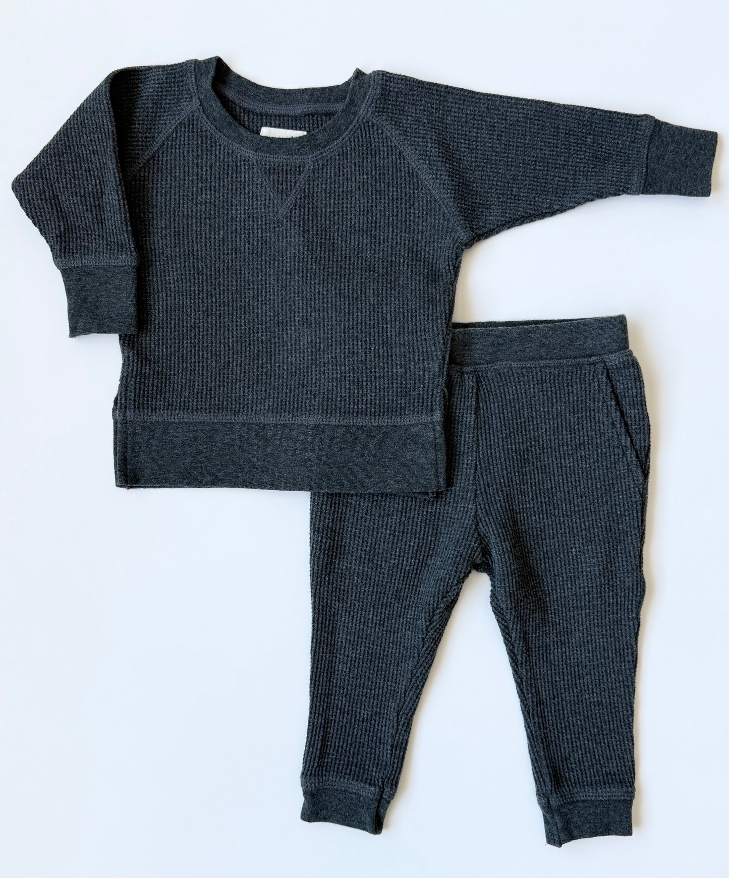 Simple Grey Waffled Long Sleeve & Pants Set (6-9 Months)