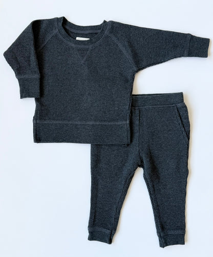 Simple Grey Waffled Long Sleeve & Pants Set (6-9 Months)