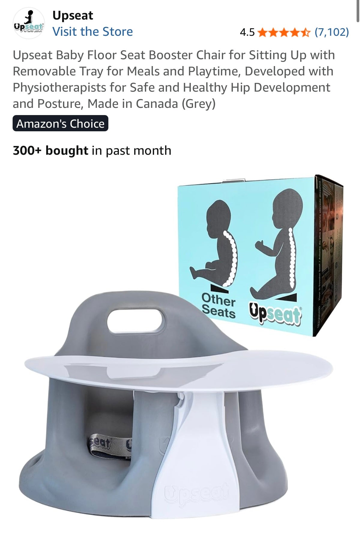 Upseat Baby Floor Seat Booster Chair - Grey