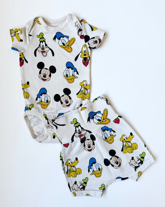 H&M Disney Characters Short Sleeve Bodysuit & Shorts Set (2-4 Months)