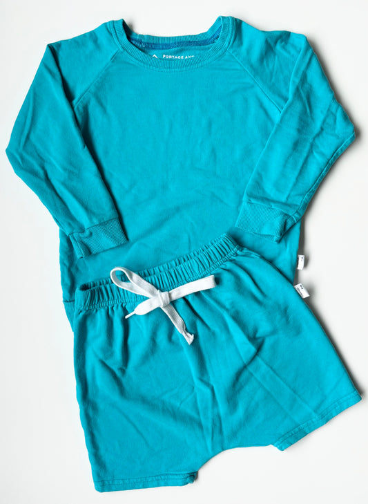 Portage & Main Blue Pullover & Matching Shorts Set (3/4T)