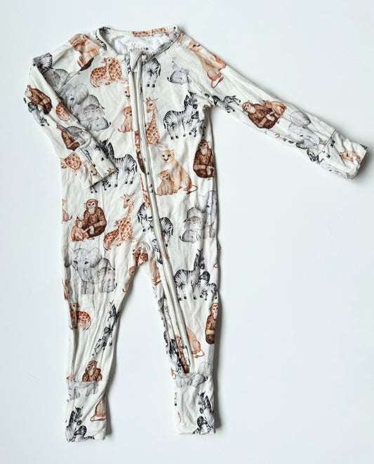 Hanlyn Collective Off White Baby Animals Sleeper Romper (3-6 Months)