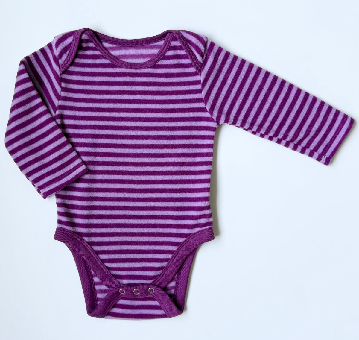MEC Purple Striped Long Sleeve Fleece Bodysuit (6 Months)