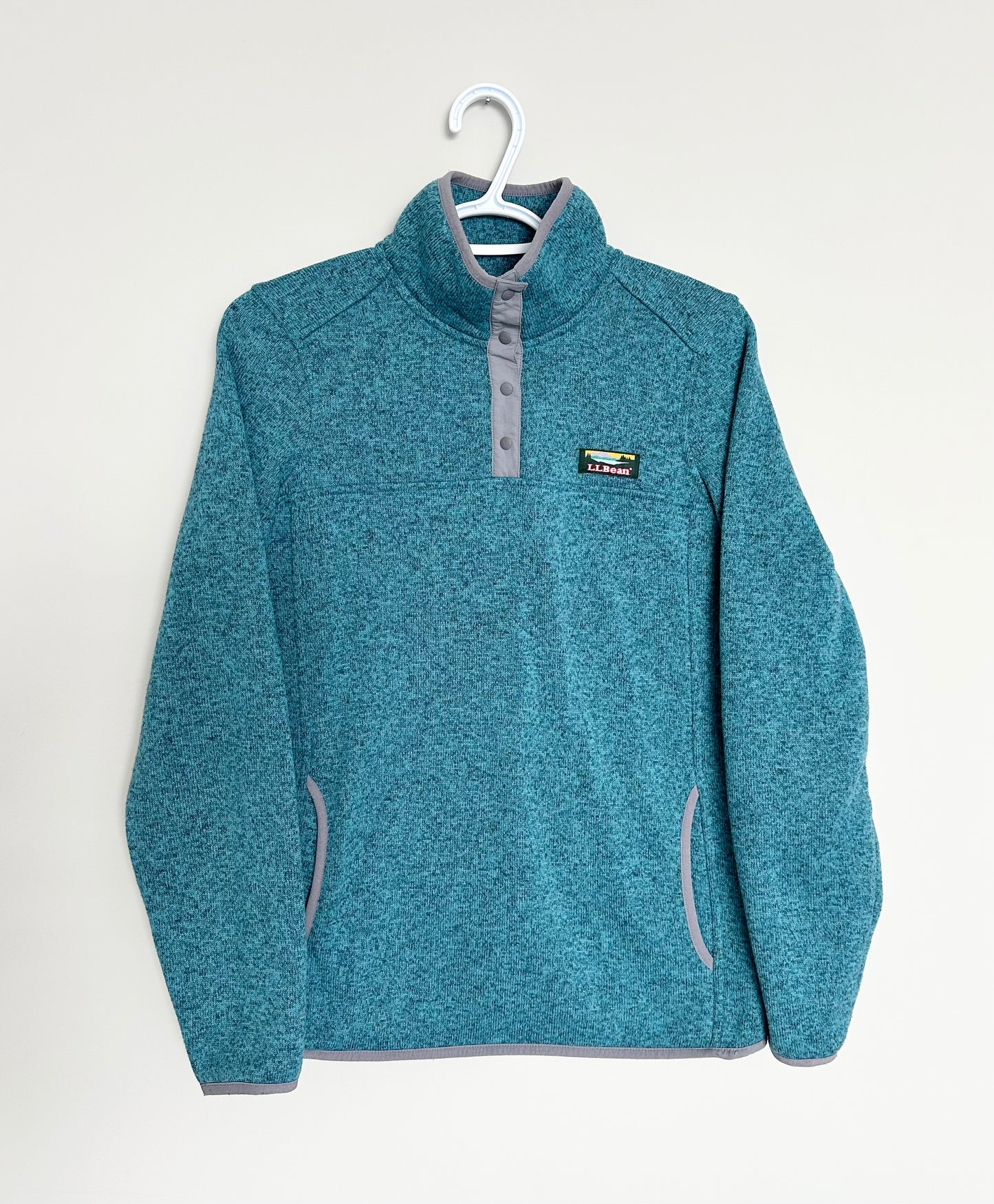 Women’s L.L.Bean Textured Blue Sweater Fleece Pullover (Small)