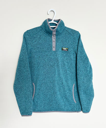 Women’s L.L.Bean Textured Blue Sweater Fleece Pullover (Small)