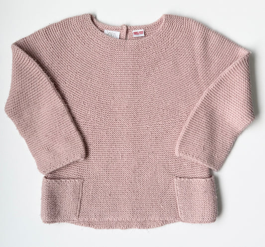 Zara Pink Knit Front Pockets Sweater (4-5 Years)