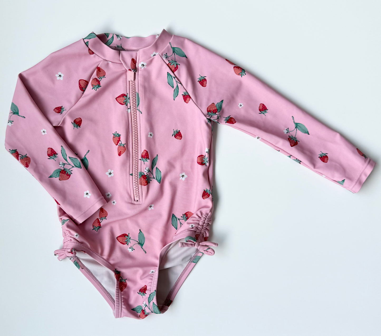 Old Navy Pink Strawberries Long Sleeve One Piece Swimsuit (18-24 Months)