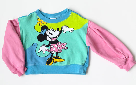 Disney Mickey & Co Retro Color Blocking Minnie Mouse Cropped Sweater (4T)