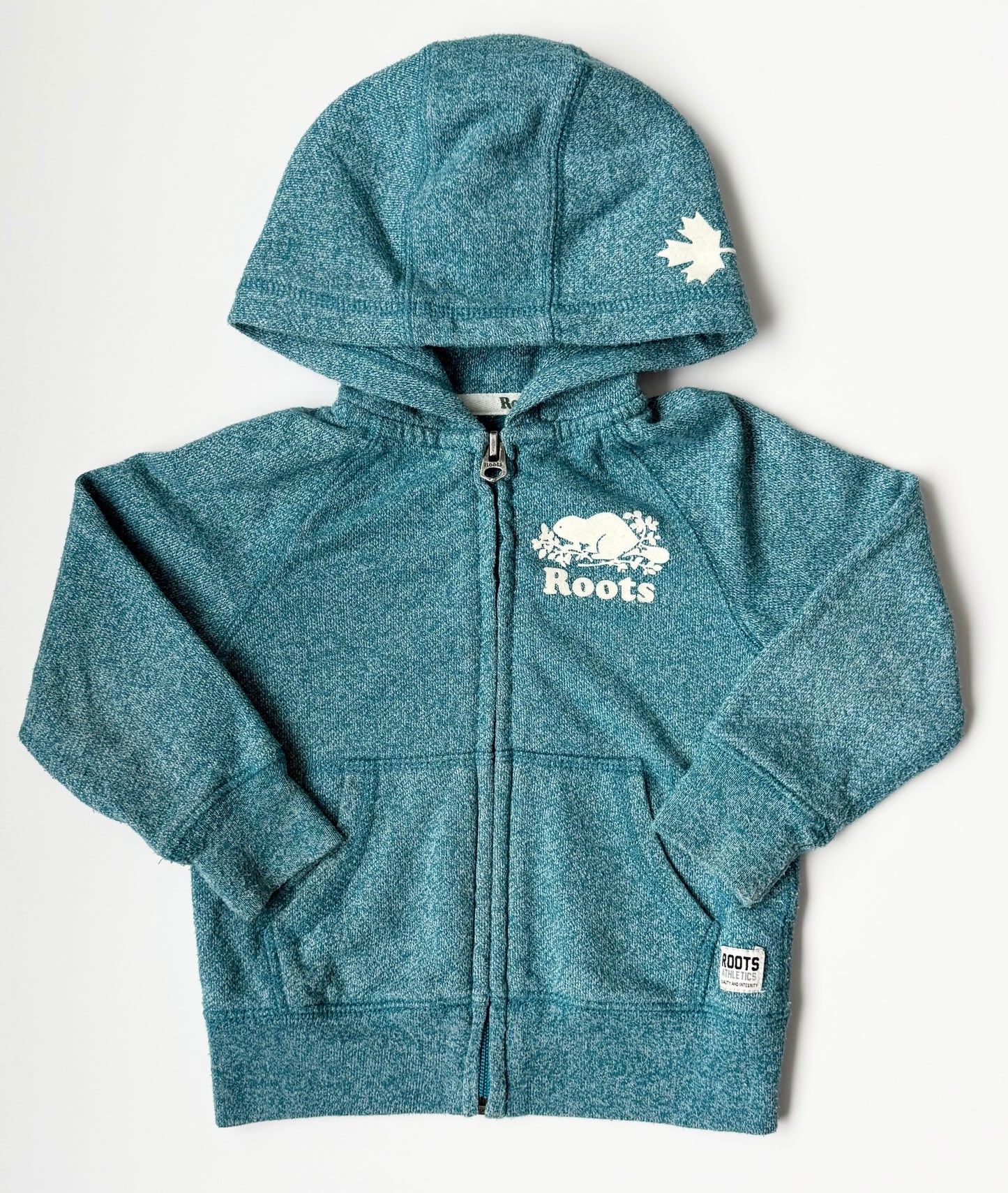 Roots Kids Heathered Light Blue Zip Up Hoodie (2T)