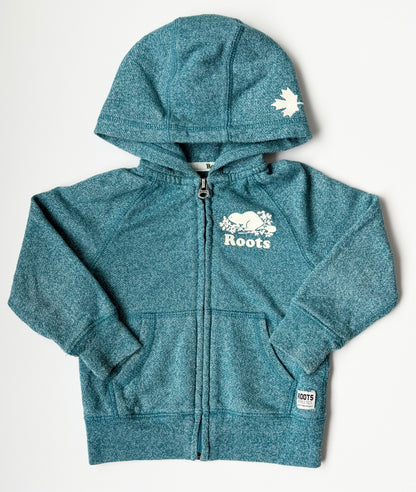 Roots Kids Heathered Light Blue Zip Up Hoodie (2T)