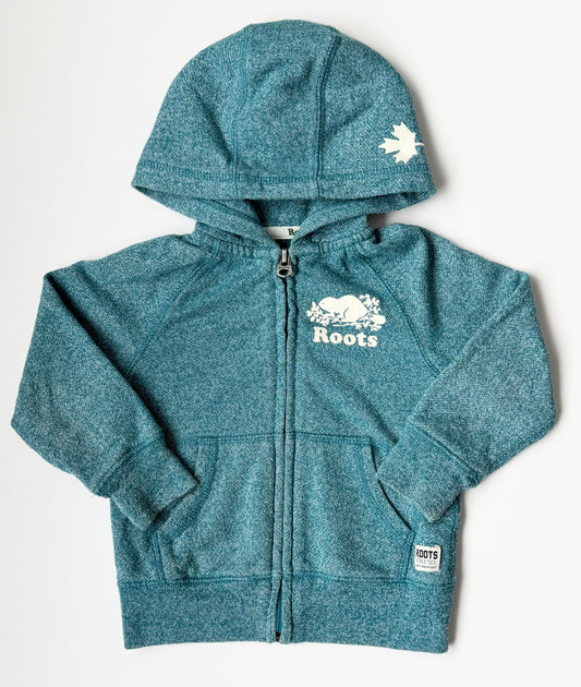 Roots Kids Heathered Light Blue Zip Up Hoodie (2T)