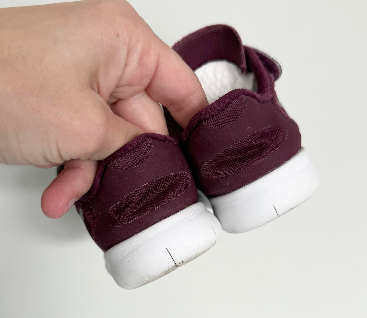 Nike Free RN Dark Purple Maroon Stretch Lace & Velcro Sneakers (6)
