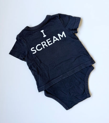 Baby Gap Dark Grey “I Scream” T-Shirt Bodysuit (6-12 Months)