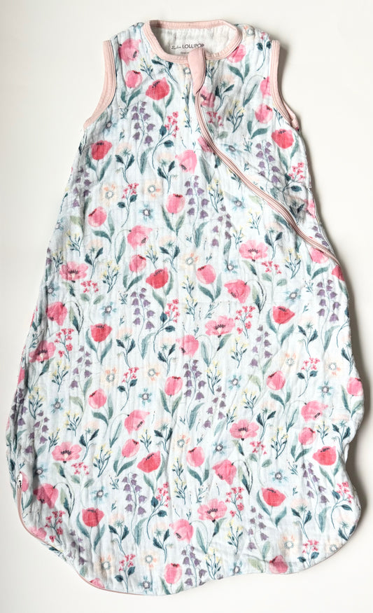 Loulou Lollipop Light Blue Floral Muslin Sleep Sack (12-24 Months)