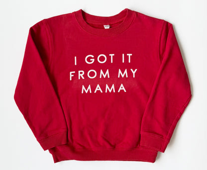 Red “I Got It From My Mama” Crewneck Sweater (5/6 Years)