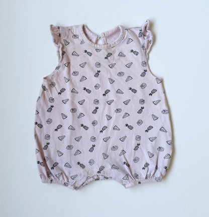 Rae Dunn Baby Pink Fruit Summer Romper (3-6 Months)