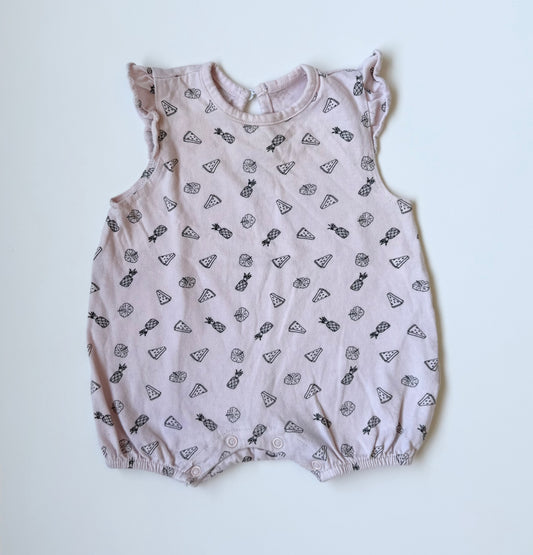 Rae Dunn Baby Pink Fruit Summer Romper (3-6 Months)