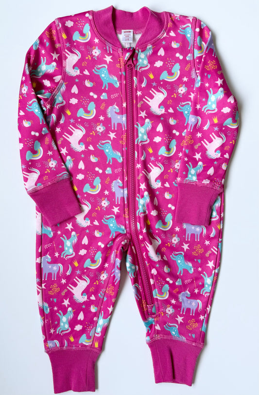 Kombi Pink Unicorns One Peice Base Layer (9-18 Months)