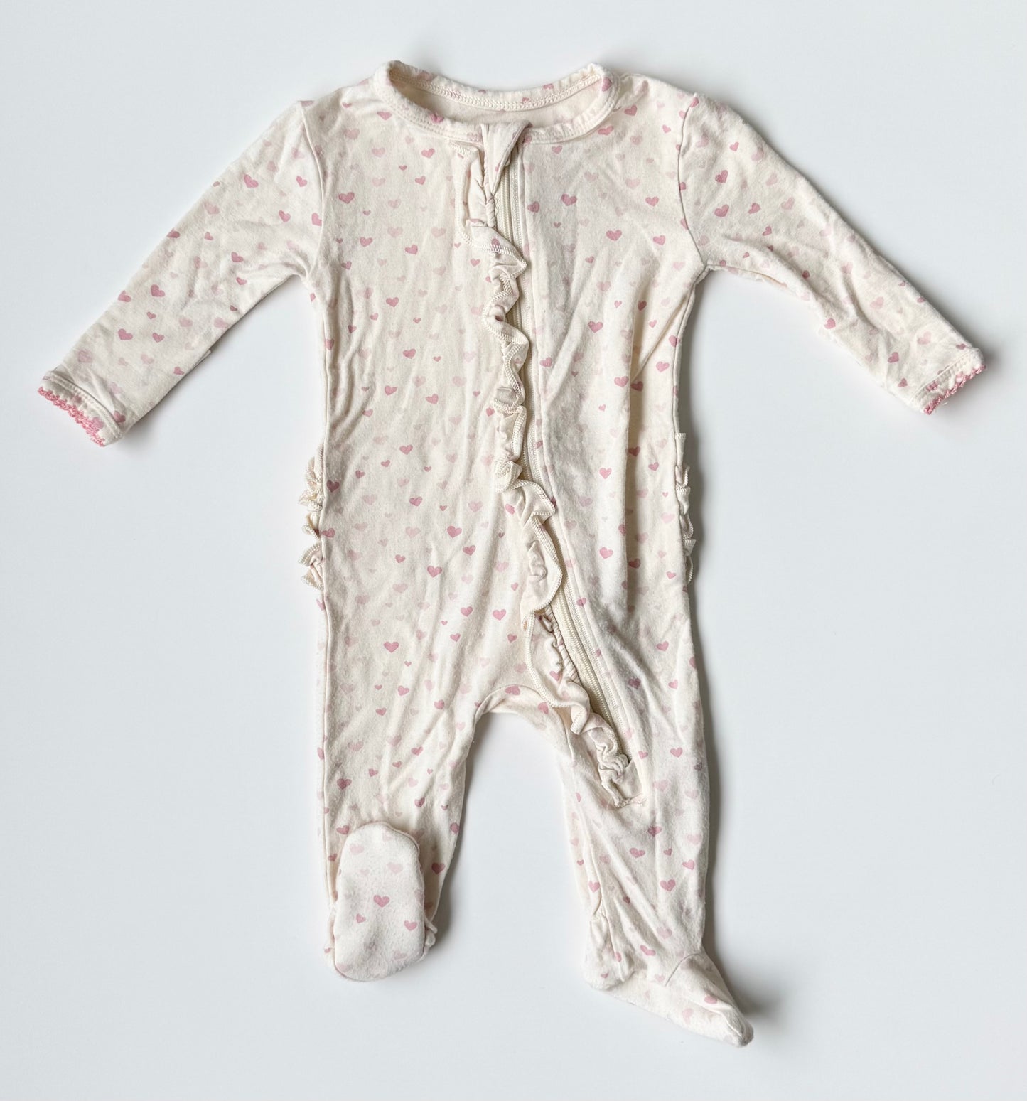 Hatley Baby Off White & Pink Hearts Sleeper (Newborn)