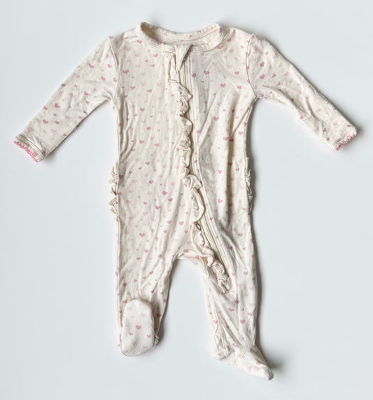 Hatley Baby Off White & Pink Hearts Sleeper (Newborn)