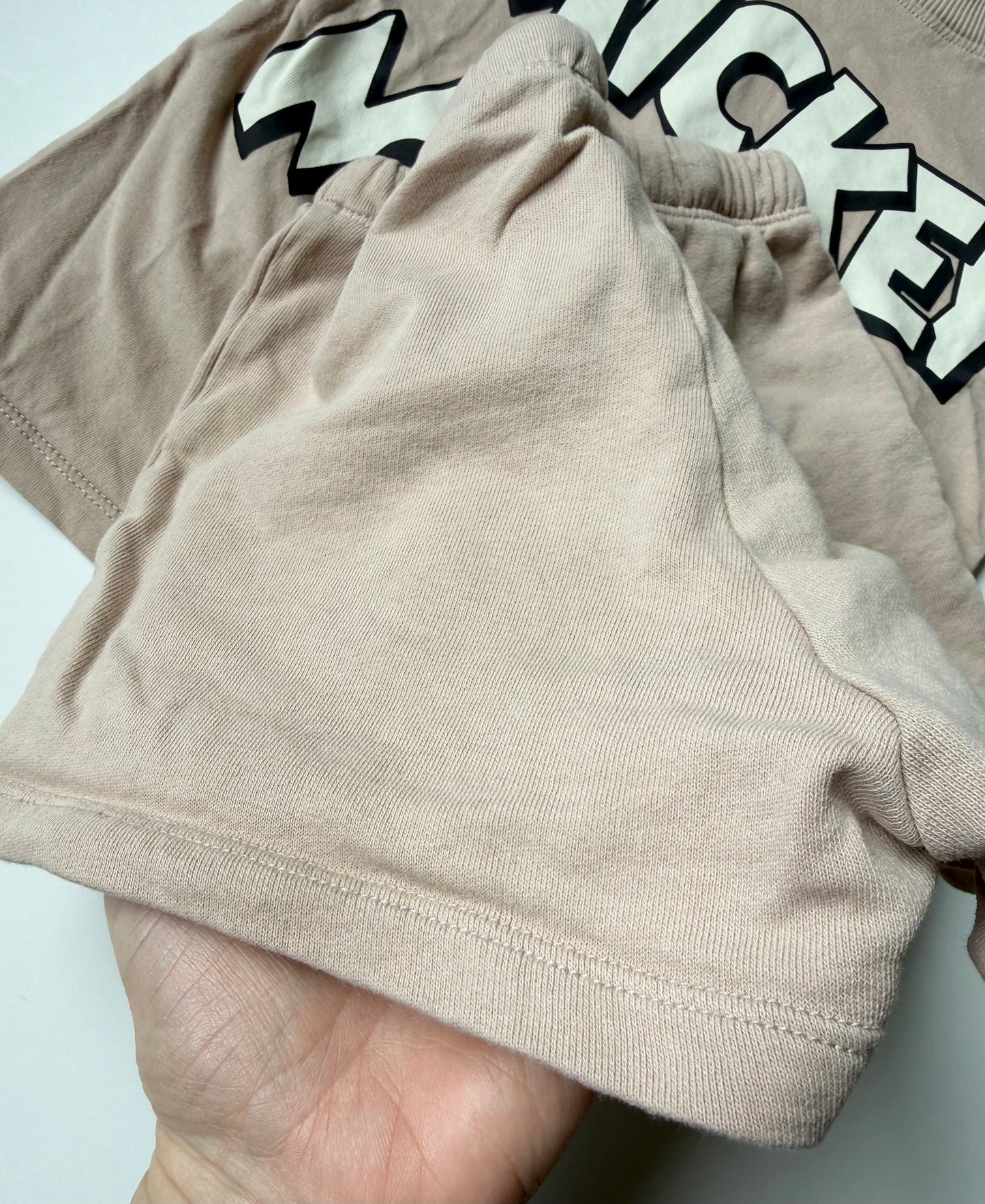 H&M x Disney Beige Mickey Mouse T-Shirt & Matching Shorts Set (3-4 Years)