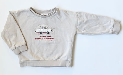 MNG Beige Doggie Car “Take The Road Everyday” Crewneck Sweater (2-3 Years)