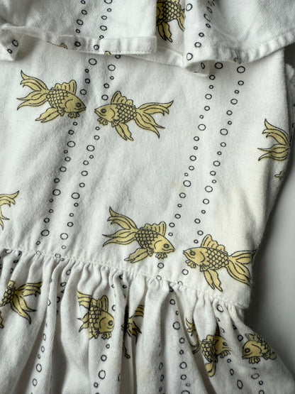 Kate Quinn White & Yellow Goldfish Ruffle Collared Dress (3T)