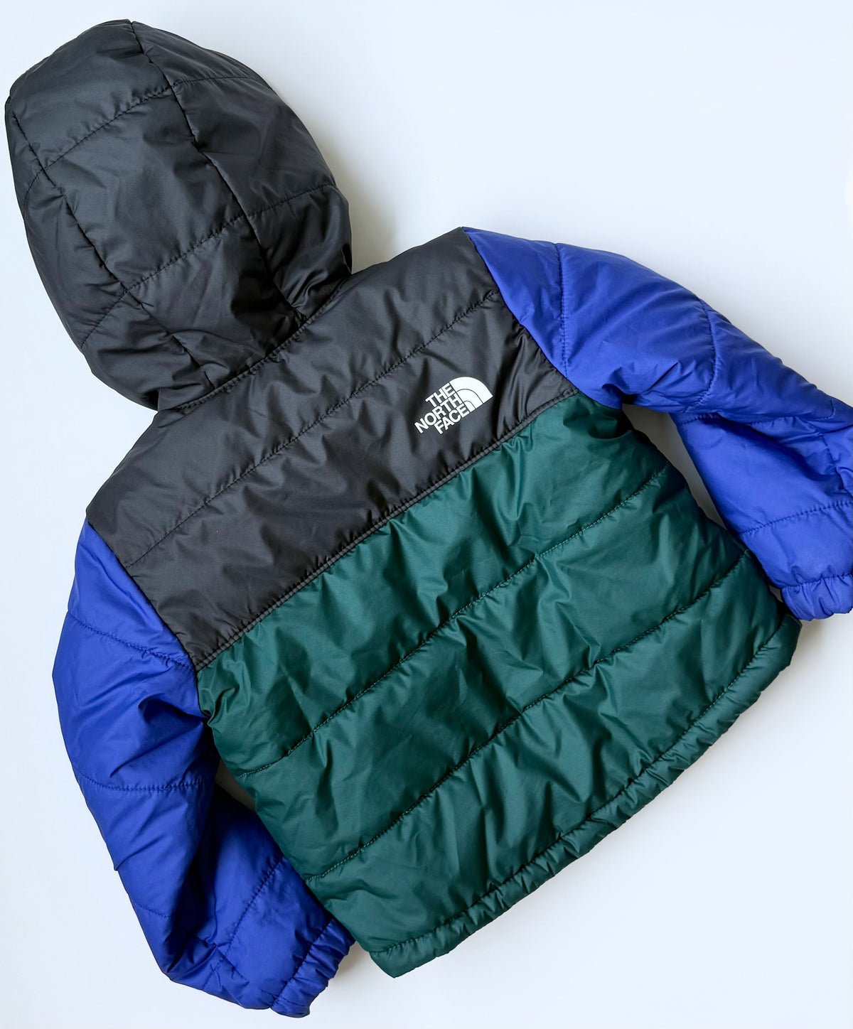 The North Face Mount Chimbo Black/Blue/Green Reversible Brown Furry Hooded Jacket (2T)
