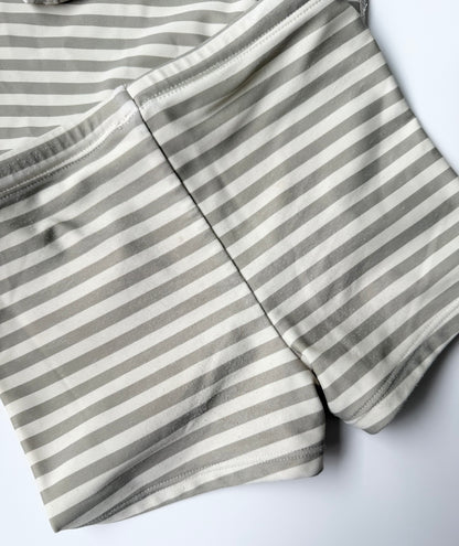 Quincy Mae Green & White Stripes Long Sleeve Rashguard Top & Matching Shorts (4-5 Years)