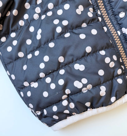 The North Face Perrito Black & Pink Polkadot Reversible Hooded Jacket (6-12 Months)