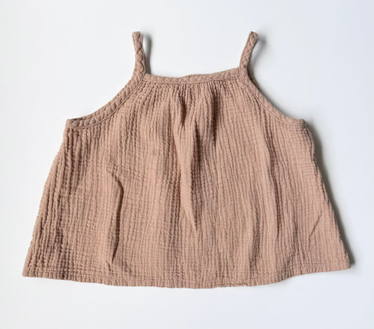 H&M Light Brown Muslin Flowy Tank Top (18-24 Months)