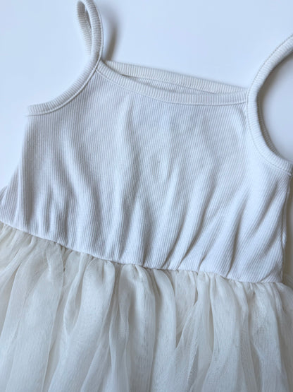 Old Navy White Ribbed Tulle Tank Dress (2T)