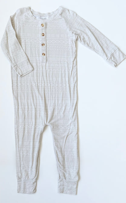 Bambi & Birdie Light Tan Geometric Jumpsuit (2-3 Years)