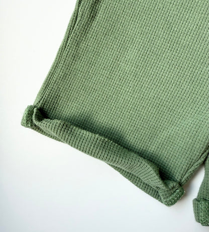 Rabbit + Bear Green Waffles Longer Shorts (6-9 Months)