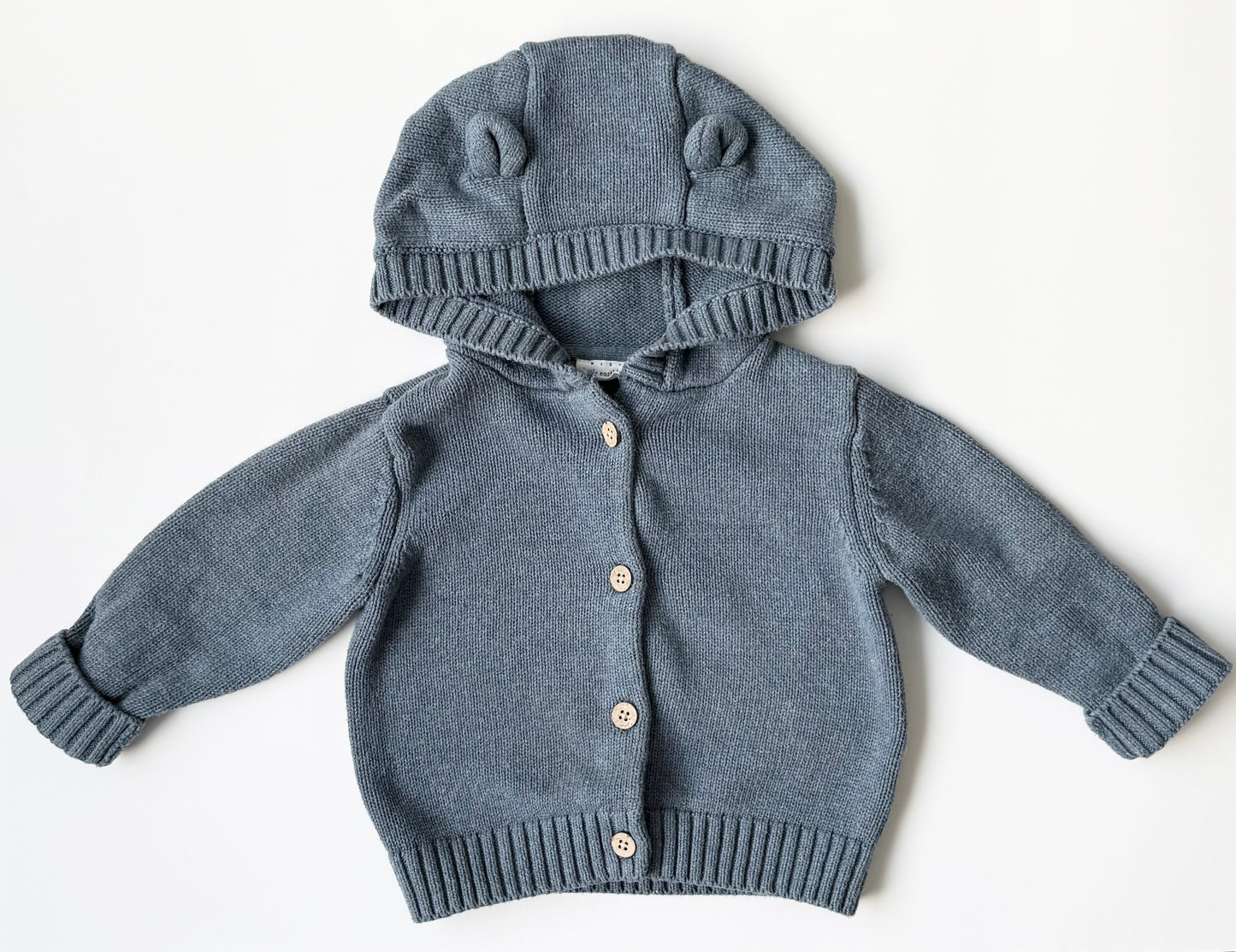 Rise Little Earthlings Blue Knit Teddy Hood Sweater (18-24 Months)