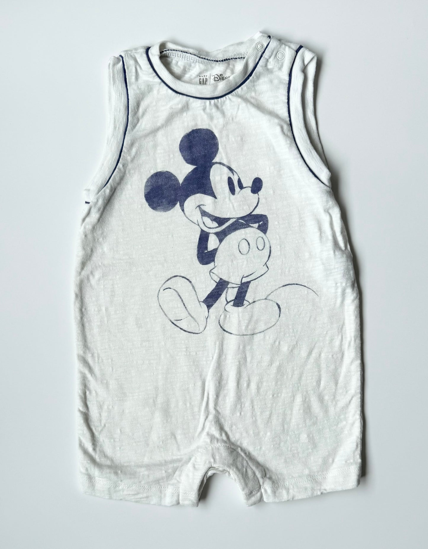 Baby Gap x Disney White & Blue Mickey Mouse Tank Romper (18-24 Months)