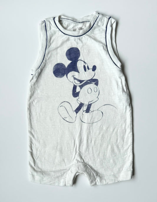 Baby Gap x Disney White & Blue Mickey Mouse Tank Romper (18-24 Months)
