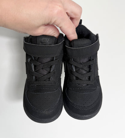 Nike Court Borough Mid 2 Solid Black High Top Stretch Lace & Velcro Sneakers (8)