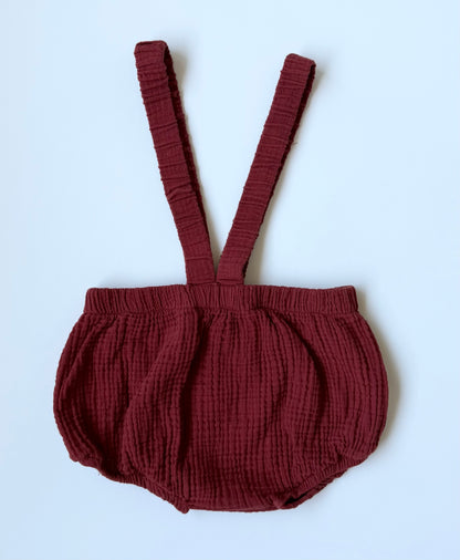 Ruby & Co Dark Red Muslin Suspenders Bubble Bloomers (4-5 Years)