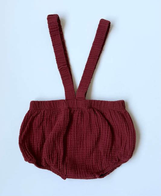 Ruby & Co Dark Red Muslin Suspenders Bubble Bloomers (4-5 Years)
