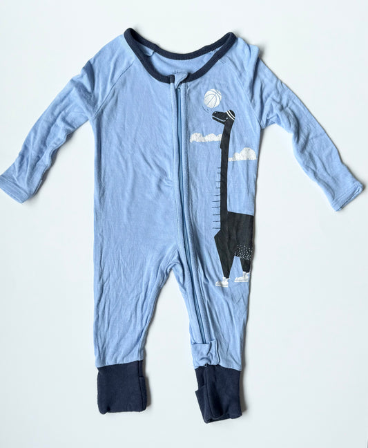 Silkberry Baby Blue Basketball Dinosaur Sleeper Romper (3-6 Months)