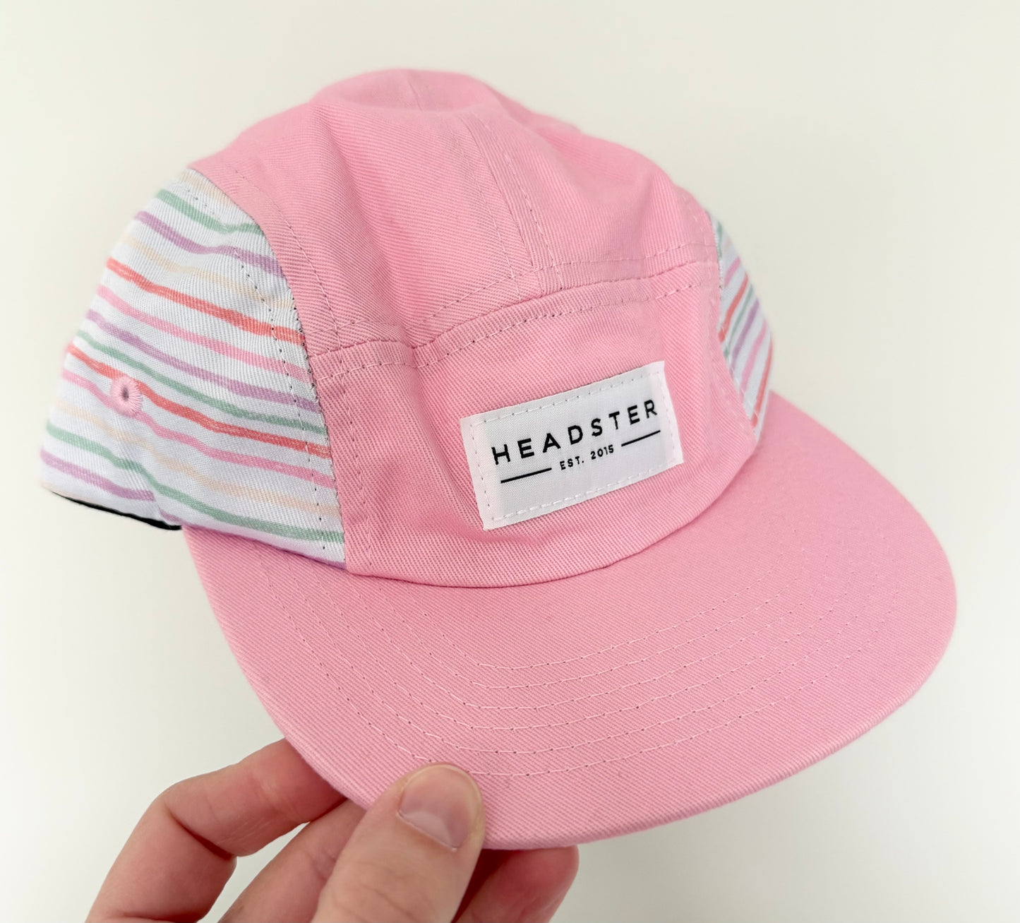 Headster Pink Striped Relaxed SnapBack Hat (52CM)