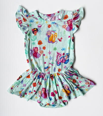 Posh Peanut Turquoise Mermaids Twirl Short Sleeve Bodysuit (12-18 Months)