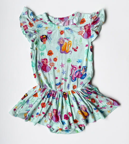 Posh Peanut Turquoise Mermaids Twirl Short Sleeve Bodysuit (12-18 Months)