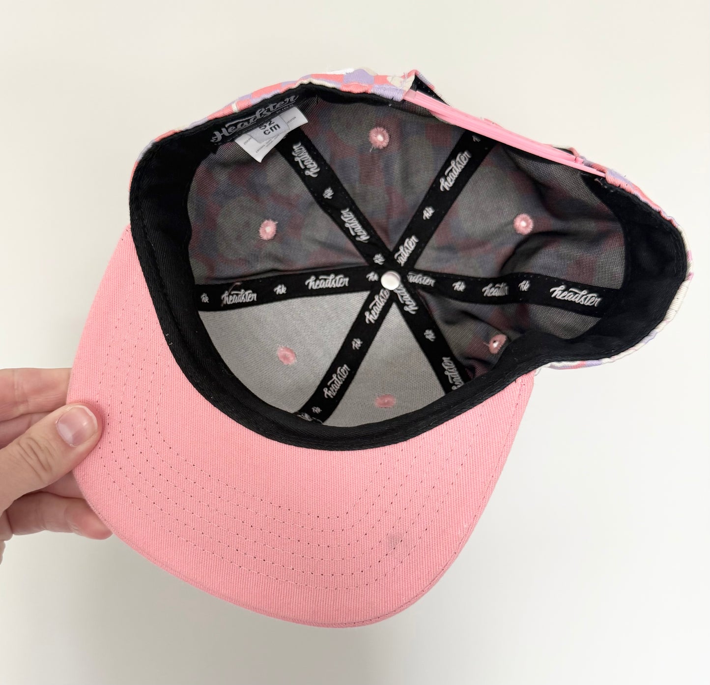 Headster Pink Smiley Checkered SnapBack Hat (52CM)