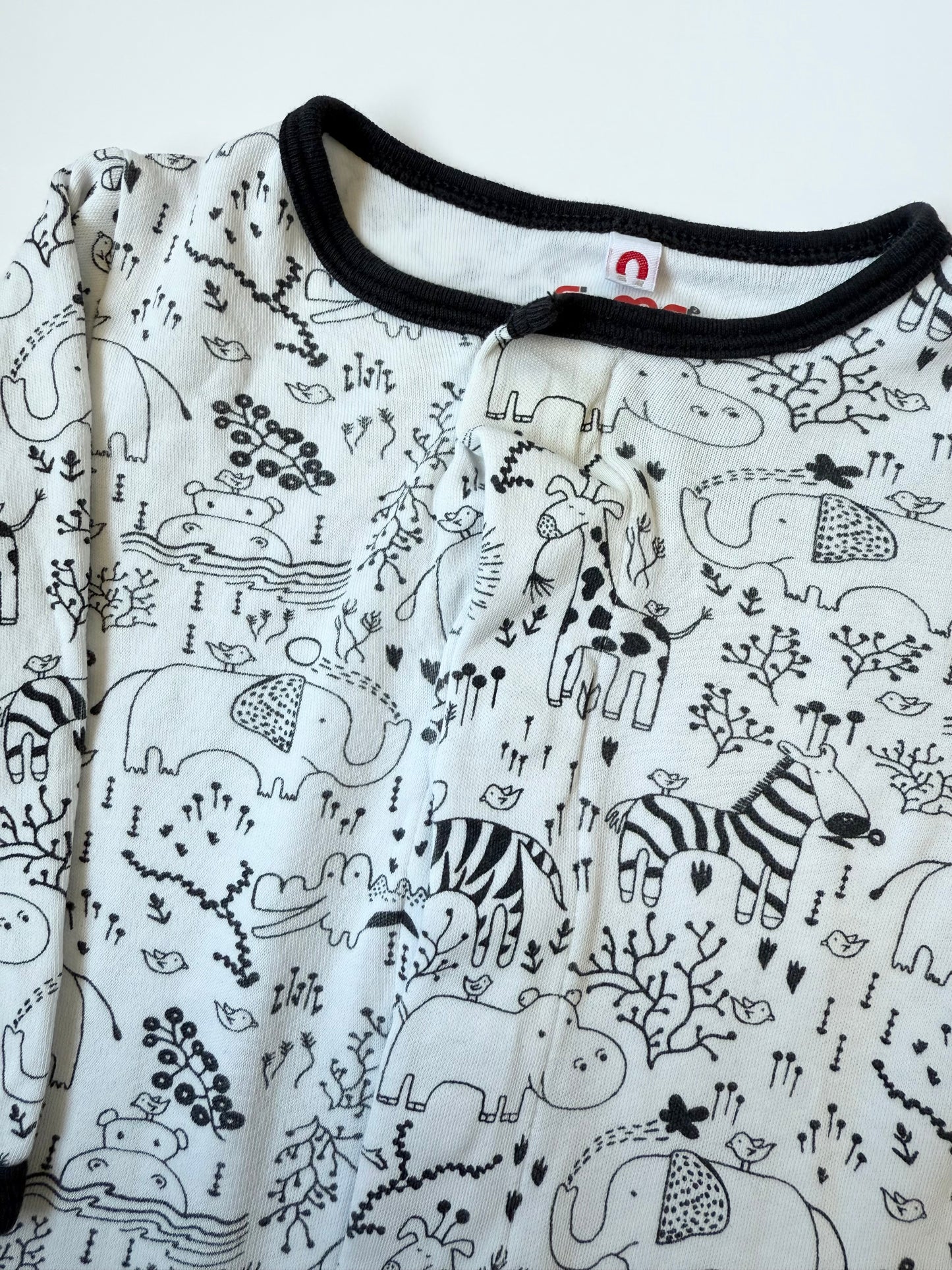 E=MC White & Black Safari Animals Sleeper (3-6 Months)